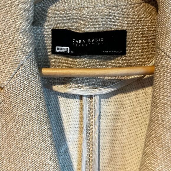 Zara Textured Weave Oversized Tan Blazer - Picture 3 of 7